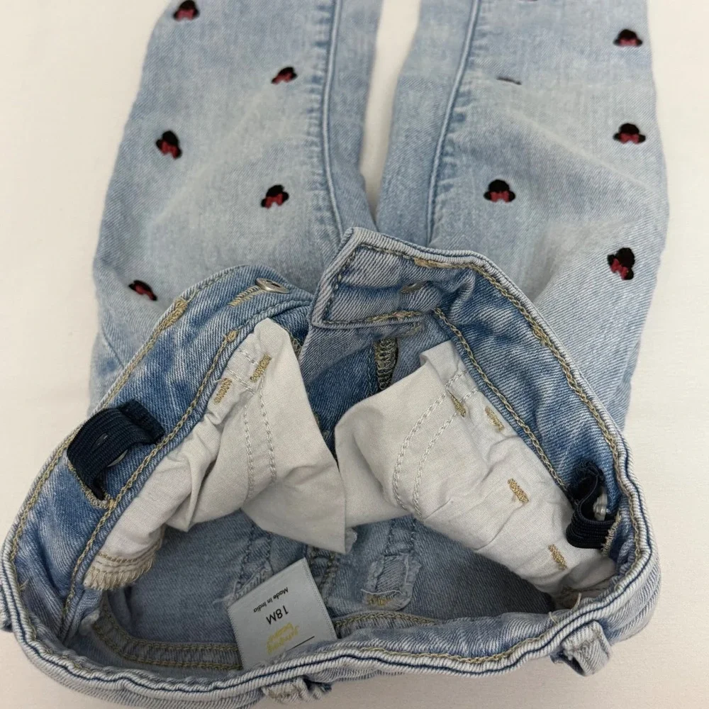Disney Jumping Beans Minnie Mouse Embroidered Light Wash Jeans 18M Blue Kids‎